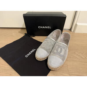 Chanel Mesh Espadrilles – Silver, Size 41 (US 11)
